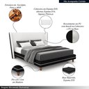 Ver imagem 4 de Conjunto Cama com Cabeceira King Torres Pés em Madeira Pu/bouclê Preto/off White G91 - Gran Belo