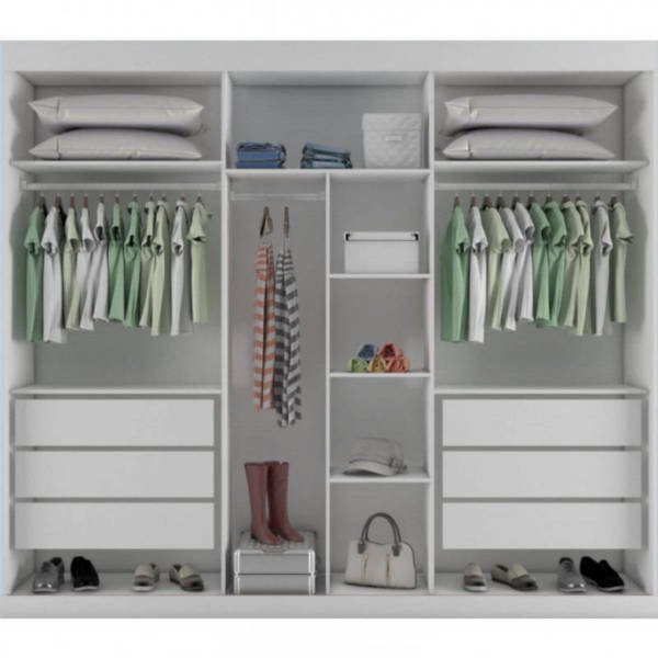 Guarda-roupa Casal 100%MDF 6 gavetas 6 portas - Gênova-Branco - Bianchi Móveis - 2