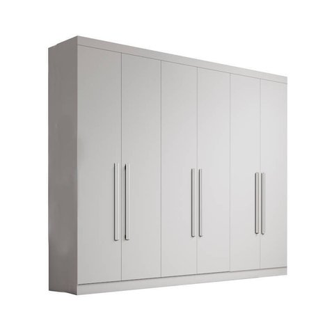 Guarda-roupa Casal 100%MDF 6 gavetas 6 portas - Gênova-Branco - Bianchi Móveis