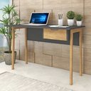 Ver imagem 1 de Mesa Escritório Pés em 1 Gaveta 120cm Grafite E Wood