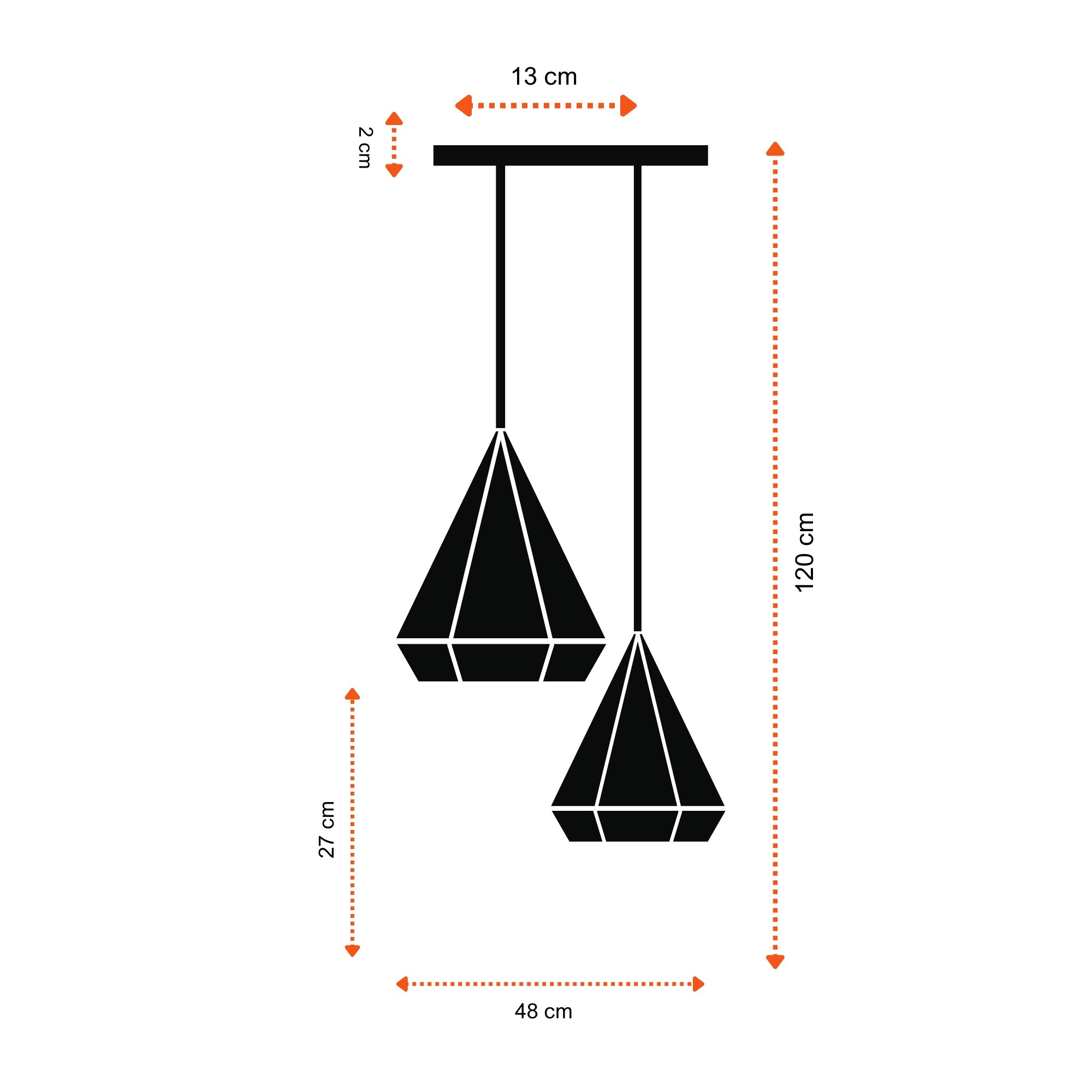 Luminária Pendente Diamante Duplo Alumínio Aramado Teto Luxo:rose Cobre - 3