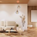 Ver imagem 2 de Luminária Pendente Diamante Duplo Alumínio Aramado Teto Luxo:rose Cobre