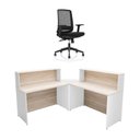Ver imagem 3 de Balcão de Atendimento em L 120x60cm para Loja e Recepção + Cadeira Ergonômica Netflex Reclinável