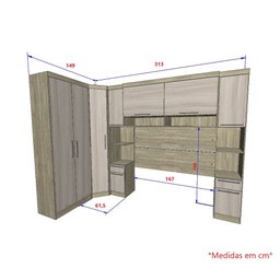 Guarda Roupa Dormitório Modulado Master Casal Queen 1,58 m Canto - Avelã Rústico e Ártico Rústico - - 4