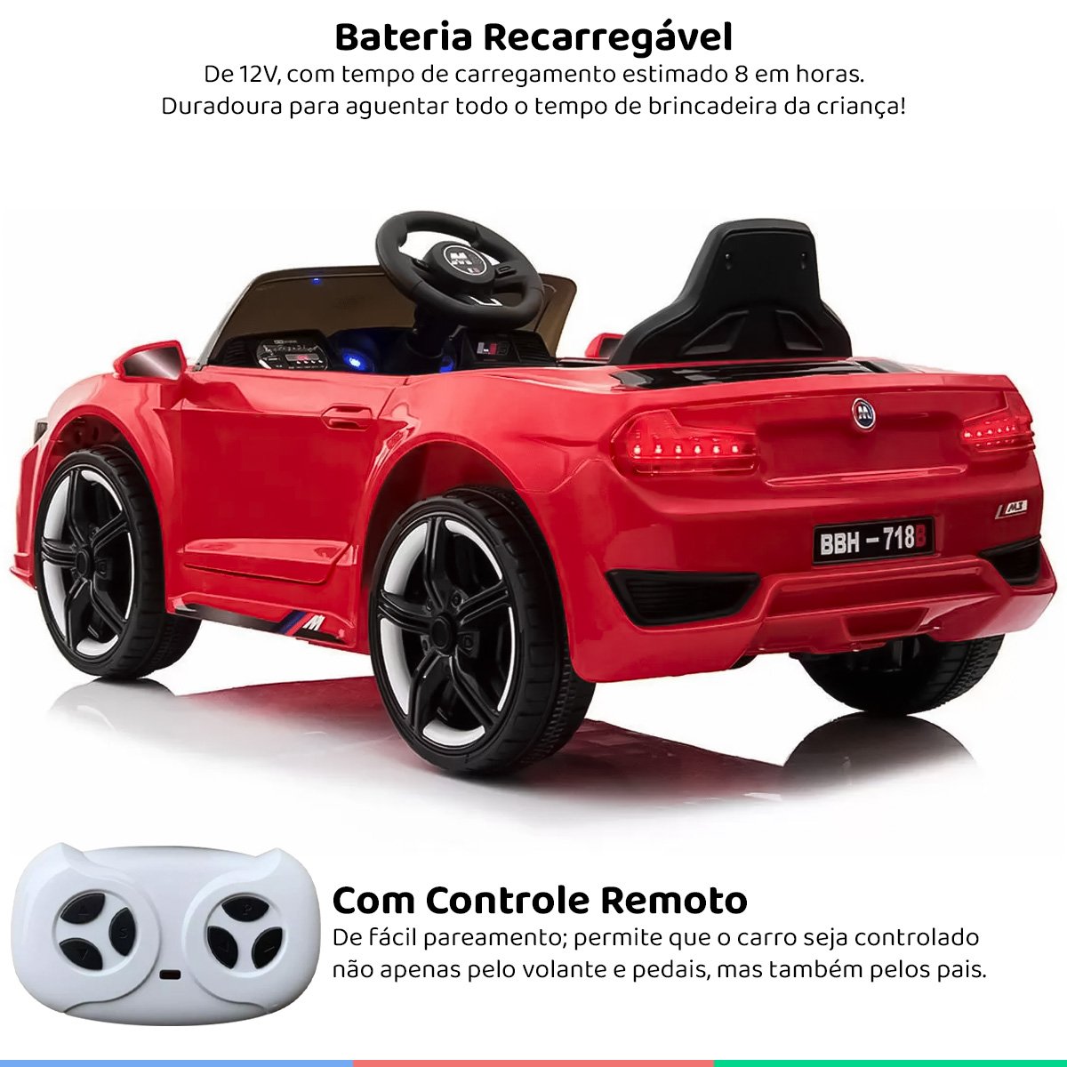 Carro Eletrico Infantil BMW S4 Rosa com Controle Remoto 12V - Maçã