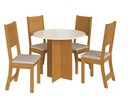 Ver imagem 2 de Conjunto Mesa Jantar Redonda 4 Cadeiras Indekes Maya Freijó Off White Linho
