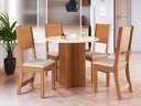 Ver imagem 1 de Conjunto Mesa Jantar Redonda 4 Cadeiras Indekes Maya Freijó Off White Linho
