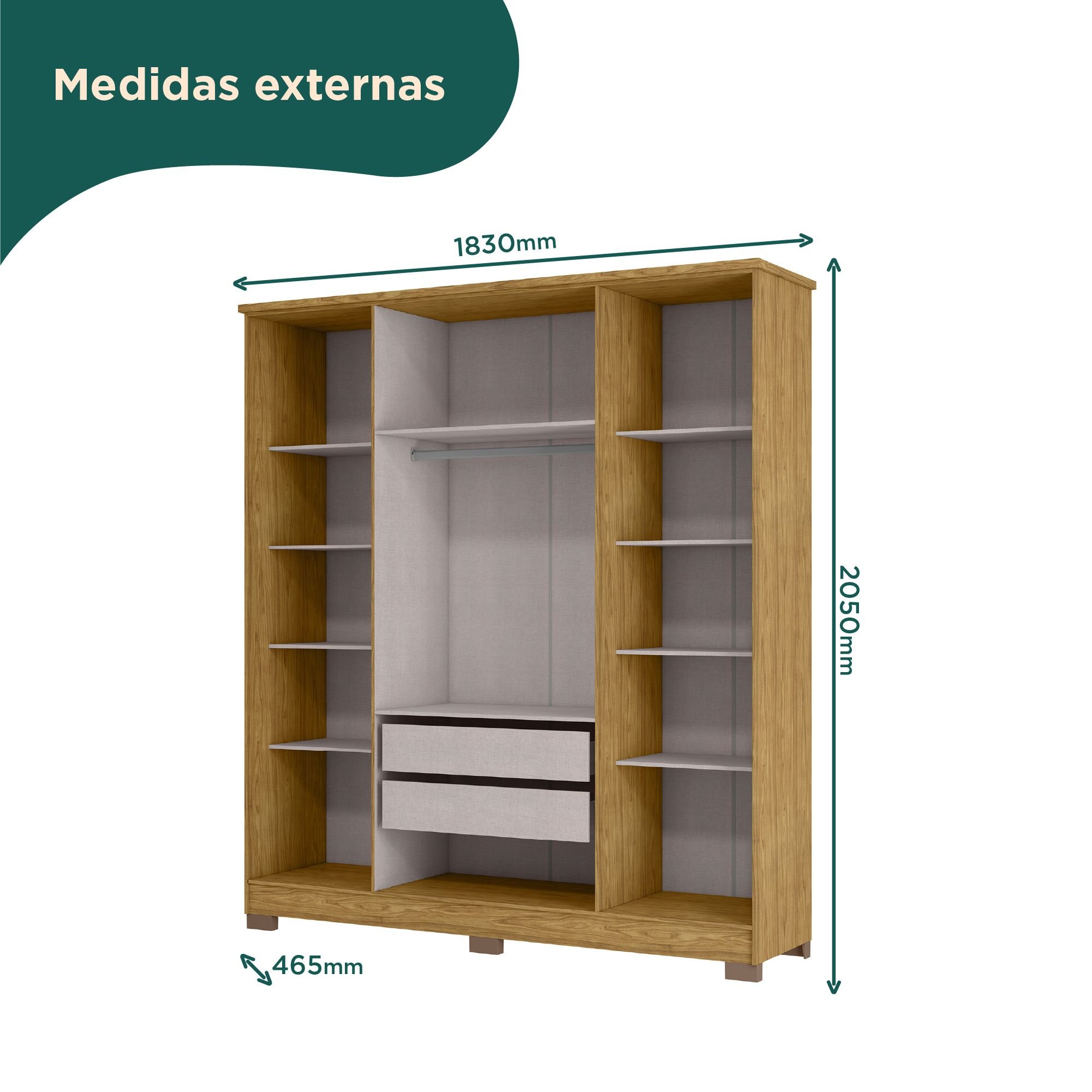 Guarda Roupa Casal 4 Portas 2 Gavetas Mônaco Espresso Móveis - 7