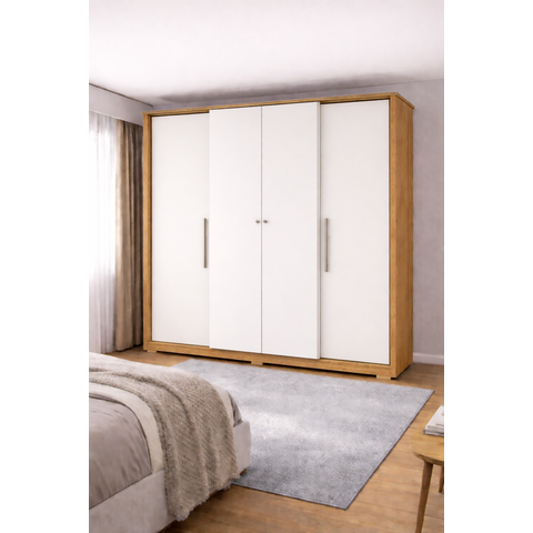 Guarda Roupa Casal 4 Portas 2 Gavetas Mônaco Espresso Móveis