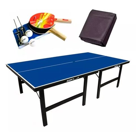 Mesa de Ping Pong Oficial Mdp 15mm Klopf 1001 + Kit Completo Ping Pong Klopf 5030 + Capa