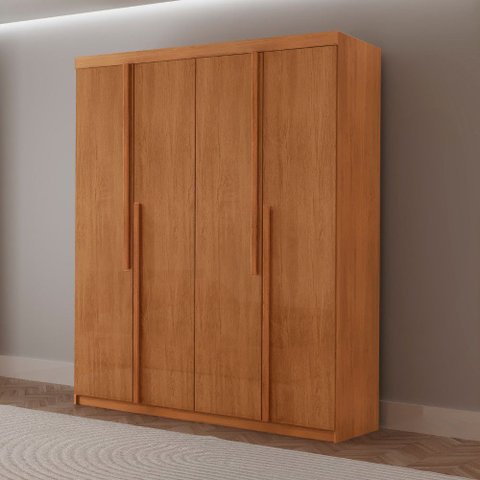 Guarda Roupa Solteiro Quioto Mdf com 4 Portas 2 Gavetas Moderna Mobília