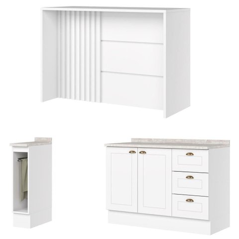 Bancada e Balcao Gourmet 146 Cm Ce817 Americana Branco Calcare Henn