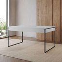 Ver imagem 1 de Mesa de Jantar Filadélfia Industrial Retangular Tampo Mdf 120cm X 75cm Branco Preto