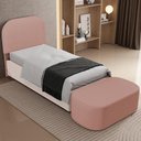 Ver imagem 3 de Cabeceira Cama Box 100cm Lanna com Puff Recamier Doha W01 Linho Rosê - Lyam Decor