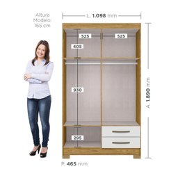 Guarda Roupa Solteiro 4 Portas 2 Gavetas Maceió Espresso Móveis - 4