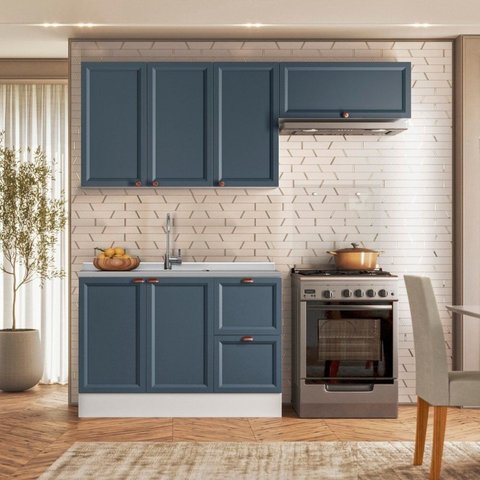 Cozinha Modulada 3 Peças 6 Portas 2 Gavetas com Balcão sem Tampo para Pia Unna
