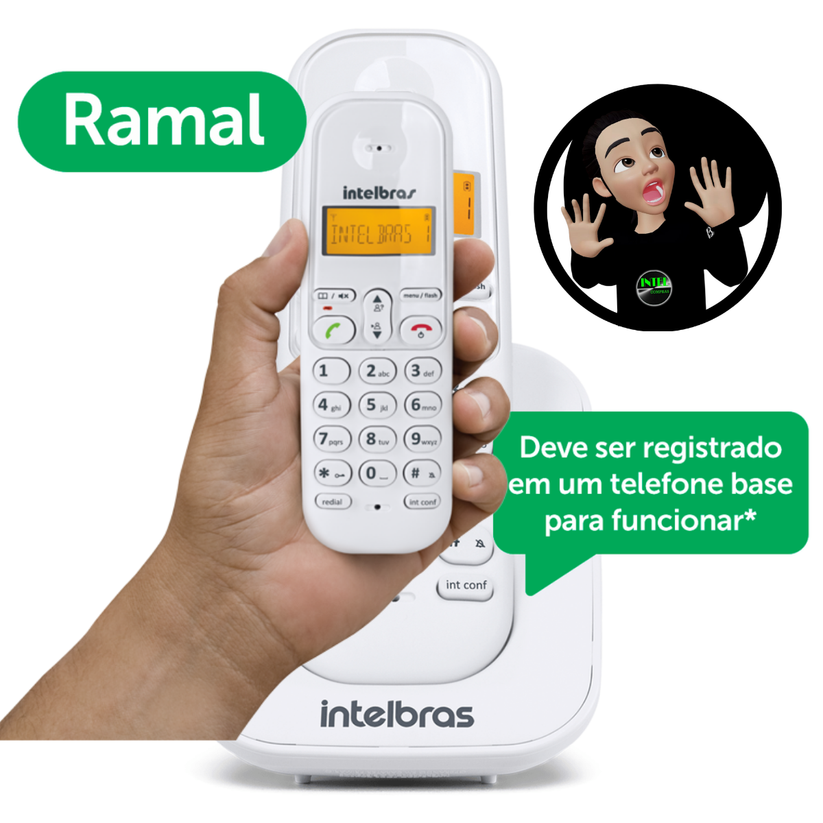 Kit Telefone sem fio Ts 3110 Branco com ramal Intelbras - 2