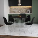 Ver imagem 1 de Mesa de Jantar Redonda 90cm Preta Clips 3 Pés com 4 Cadeiras Eames Eiffel Pretas Ferro Branco
