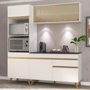 Ver imagem 3 de Armário de Cozinha Compacta 182cm com Leds Veneza Up Multimóveis V2020 Branco/Dourado