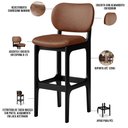 Ver imagem 3 de Banqueta Alta Para Cozinha Madeira Fixa Betta L02 Preto Couríssimo Marrom - Lyam Decor