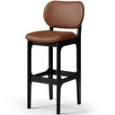 Ver imagem 1 de Banqueta Alta Para Cozinha Madeira Fixa Betta L02 Preto Couríssimo Marrom - Lyam Decor