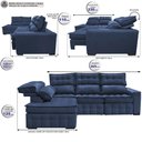 Ver imagem 2 de Sofá de Canto Esquerdo 2.65x2.30m Retrátil e Reclinável com Molas Ensacadas Cama inBox Nobre Azul