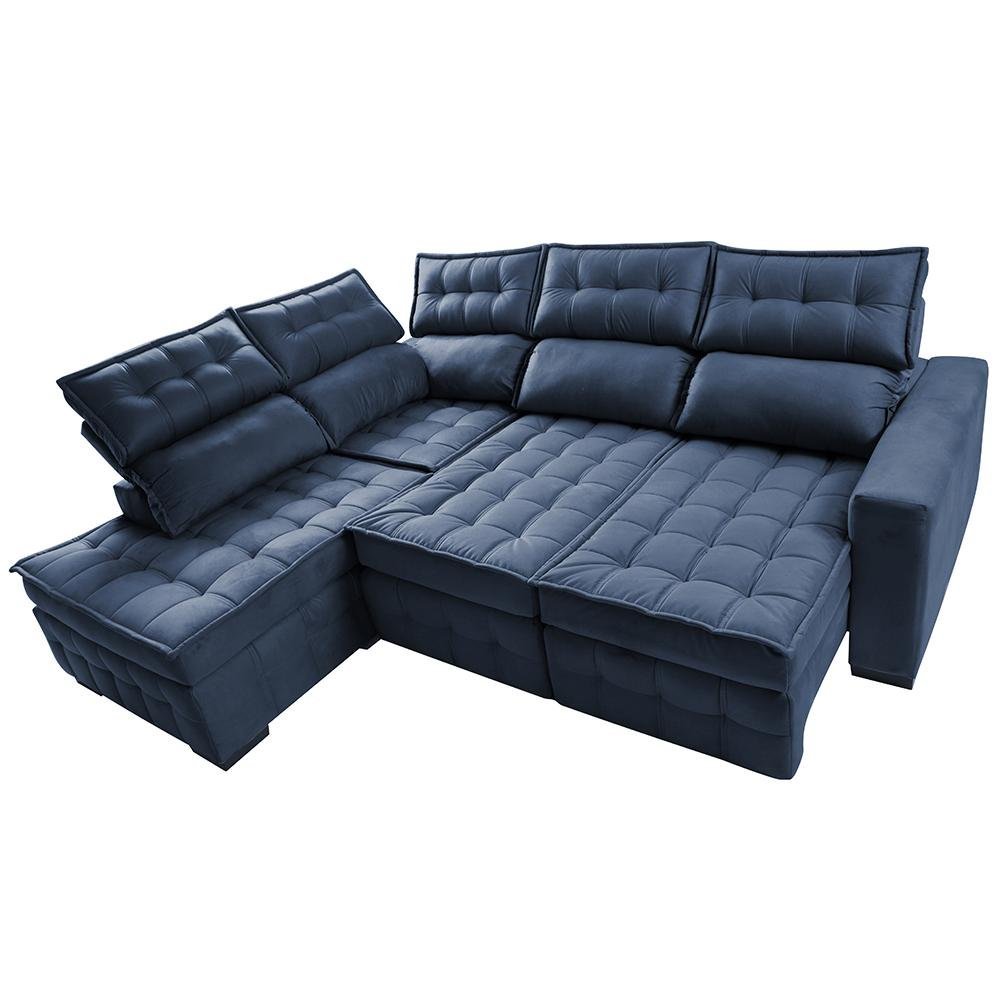 Sofá de Canto Esquerdo 2.65x2.30m Retrátil e Reclinável com Molas