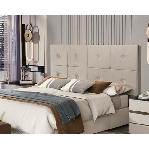 Painel Cama Box Suspenso Tokyo com Botão Casal 1,40 Cor Bege - JM Casa dos Móveis