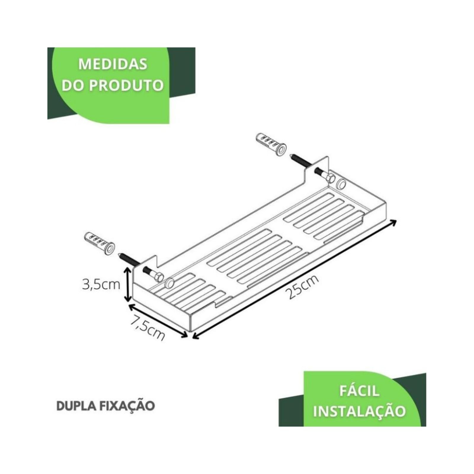 Porta Shampoo Suporte Organizador para Banheiro Branco F.elg - 7