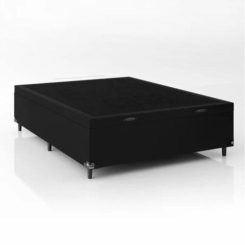 Cama Box Baú Casal Preto + Colchão de Molas Ensacadas Classic Superlastic Anjos Colchões