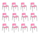 Ver imagem 2 de Kit 12 Cadeira Iso Infantil Creche, Escola Base Cinza Rosa
