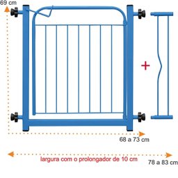 Portão Portãozinho 69cm Pet Portátil Dobrável Azul com Prolongador - 2