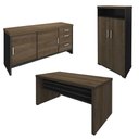 Ver imagem 1 de Conjunto Escritório 3 Peças Mesa 158cm Corp A06 Charuto-preto - Mpozenato