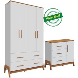 Quarto Bebê Completo Guarda Roupas Cômoda 1 Porta 100% Mdf - 2