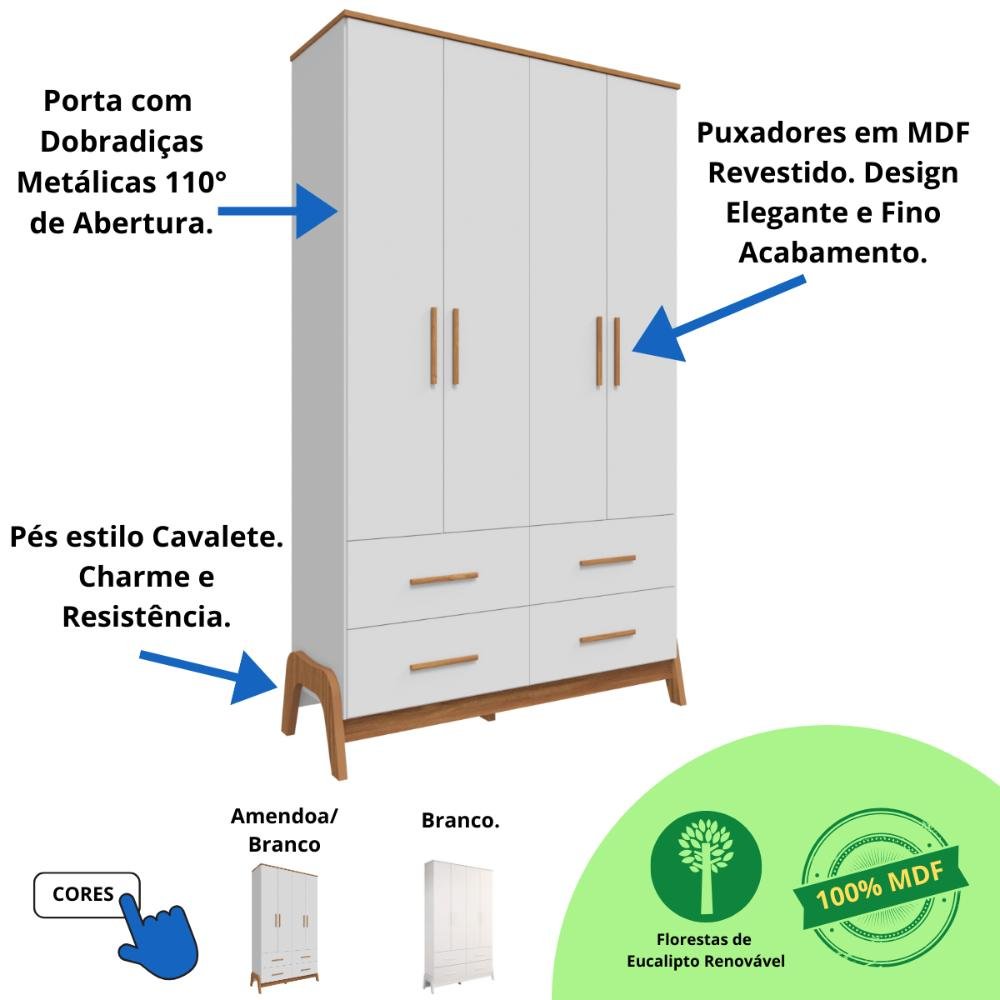 Quarto Bebê Completo Guarda Roupas Cômoda 1 Porta 100% Mdf - 7