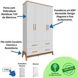 Quarto Bebê Completo Guarda Roupas Cômoda 1 Porta 100% Mdf - 8