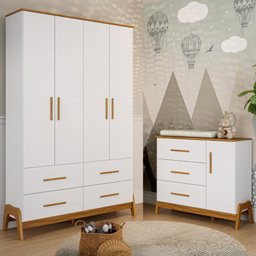 Quarto Bebê Completo Guarda Roupas Cômoda 1 Porta 100% Mdf - 1