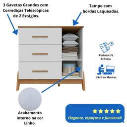 Quarto Bebê Completo Guarda Roupas Cômoda 1 Porta 100% Mdf - 5