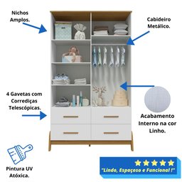 Quarto Bebê Completo Guarda Roupas Cômoda 1 Porta 100% Mdf - 9
