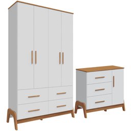 Quarto Bebê Completo Guarda Roupas Cômoda 1 Porta 100% Mdf - 3