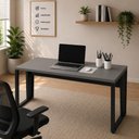 Ver imagem 1 de Mesa para Escritório Escrivaninha 1,35m Industrial sem Gavetas MDP 135cm Cinza Sagrado com Preto F5