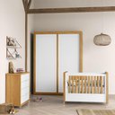 Ver imagem 2 de Dormitório Tutto 2 Portas, Cômoda, Berço Branco Soft/freijó com Capitonê, Colchão Physical e