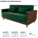 Ver imagem 4 de Sofa Cama 2 Lugares 203 Cm Veludo Maserati Verde Corino Whisk Milani Store