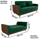 Ver imagem 3 de Sofa Cama 2 Lugares 203 Cm Veludo Maserati Verde Corino Whisk Milani Store