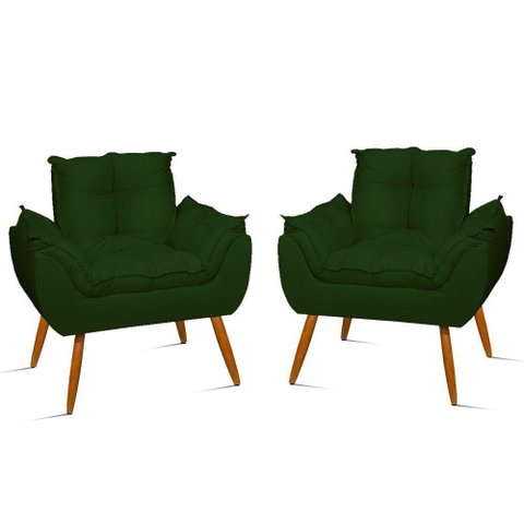 Kit 02 Poltronas Decor. Opala Pés Palito Sala Verde