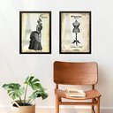 Ver imagem 1 de Kit 2 Quadros Vintage Moda Antiga - Paris 45x34cm - com Vidro:moldura Preta