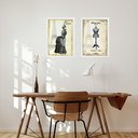 Ver imagem 2 de Kit 2 Quadros Vintage Moda Antiga - Paris 45x34cm - com Vidro:moldura Preta