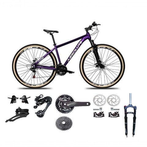 Bicicleta Aro 29 Absolute Nero 5 Kit 2x9 Gta Sunrun Freio Disco K7 Garfo C-trava Pneu C-faixa Roxo