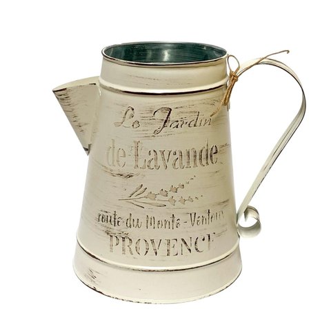 Vaso Jarro Decorativo de Metal Provençal Bege 22 Cm