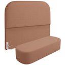 Ver imagem 2 de Cabeceira Cama Box Casal 195cm Lanna com Puff Recamier Doha W01 Linho Rosê - Lyam Decor